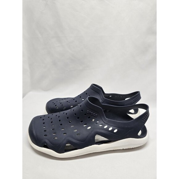 Crocs Swiftwater Wave Slingback Sandals Mens Blue Size 6 Water Shoes Perforated - Picture 2 of 11